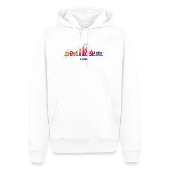 Skyline Bunt Berliner Stadtbild Berlin - Männer Premium Bio Hoodie - Weiß - Vorne - Nico (187cm)