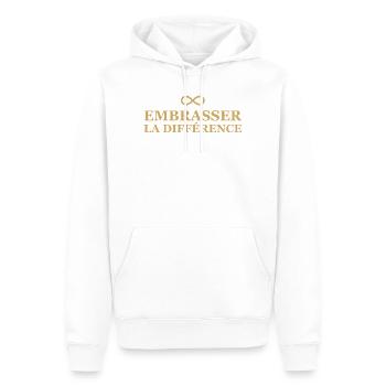 Infini Amour Embrasser la Différence - Sweat à capuche Premium bio Homme - blanc - Devant - Nico (187cm)