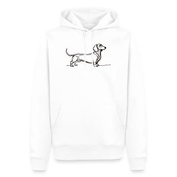 Minimalist Dachshund One Line Art Shirt WITH A DACHSH - Men’s Premium Organic Hoodie - white - Front - Nico (187cm)