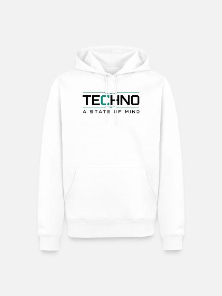 Techno - A State of Mind - Men’s Premium Organic Hoodie - white