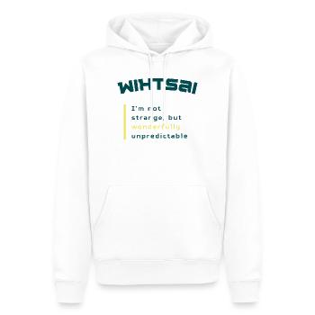 WIHTSAI | Wonderfully unpredictable - Men’s Premium Organic Hoodie - white - Front - Nico (187cm)