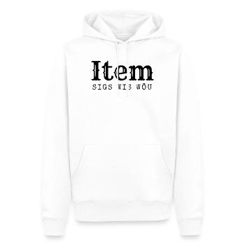 Berner sagen das "Item sigs wis wöu" - Männer Premium Bio Hoodie - Weiß - Vorne - Nico (187cm)