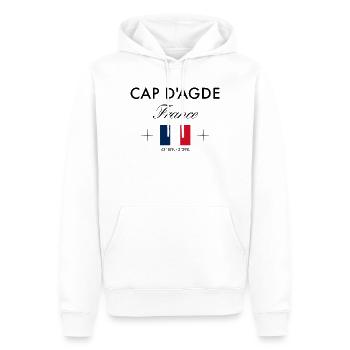 Cap d'Agde Frankreich Koordinaten Reise Souvenir - Männer Premium Bio Hoodie - Weiß - Vorne - Nico (187cm)
