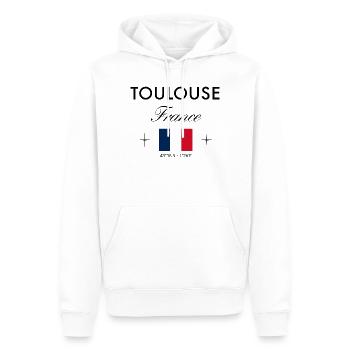 Toulouse Frankreich Koordinaten Reise Souvenir - Männer Premium Bio Hoodie - Weiß - Vorne - Nico (187cm)