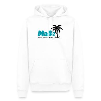 Malle Palmen Strand Vibe - türkis 2026 - Männer Premium Bio Hoodie - Weiß - Vorne - Nico (187cm)