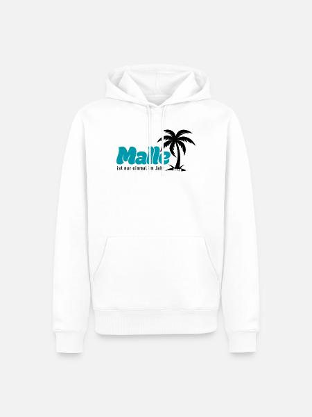 Malle Palmen Strand Vibe - türkis 2026 - Männer Premium Bio Hoodie - Weiß