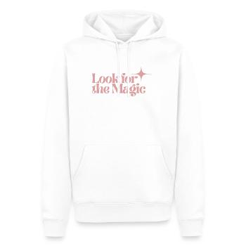 Achte auf die magischen Retro-Pink-positiven Vibes - Männer Premium Bio Hoodie - Weiß - Vorne - Nico (187cm)