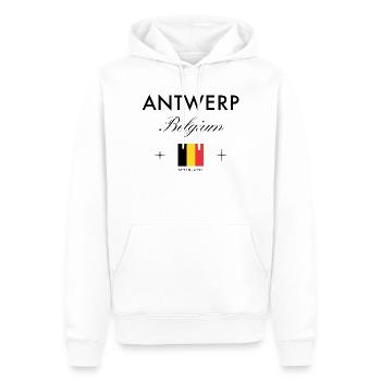 Antwerpen Belgien Koordinaten Reise Souvenir - Männer Premium Bio Hoodie - Weiß - Vorne - Nico (187cm)