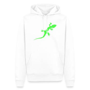 Neon Gecko Silhouette - Männer Premium Bio Hoodie - Weiß - Vorne - Nico (187cm)