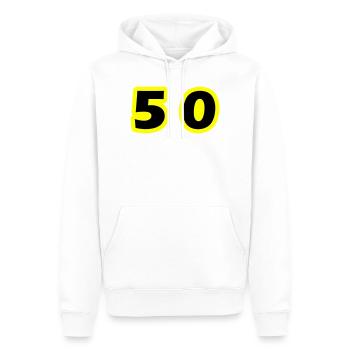 Symbole de 50 chiffres - Sweat à capuche Premium bio Homme - blanc - Devant - Nico (187cm)
