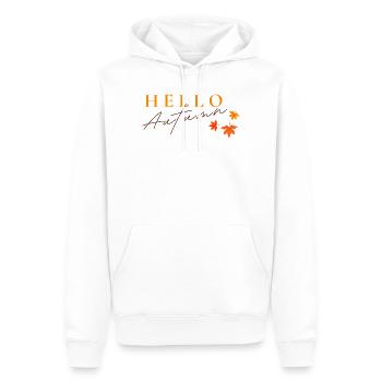 Hello Autumn | Herbst Blätter Design - Männer Premium Bio Hoodie - Weiß - Vorne - Nico (187cm)