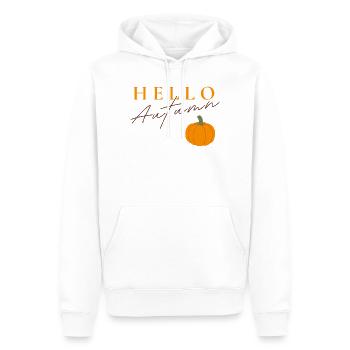 Bonjour Autumn | Motif de citrouille d’automne - Sweat à capuche Premium bio Homme - blanc - Devant - Nico (187cm)