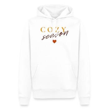 Cozy Season | Minimal Herbst Design - Männer Premium Bio Hoodie - Weiß - Vorne - Nico (187cm)