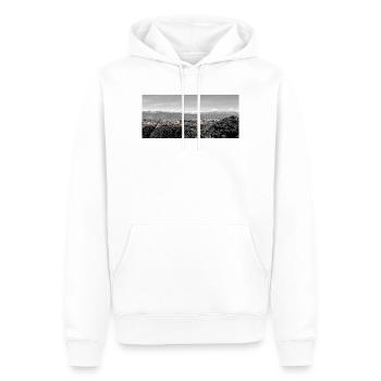 Stadtpanorama mit Bergen - Männer Premium Bio Hoodie - Weiß - Vorne - Nico (187cm)