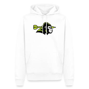 Gorilla Dart Pfeil Maskottchen - Männer Premium Bio Hoodie - Weiß - Vorne - Nico (187cm)