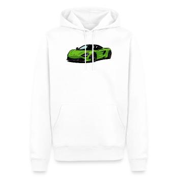 Limettengrünes Supercar–Illust - Männer Premium Bio Hoodie - Weiß - Vorne - Nico (187cm)