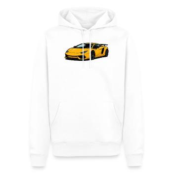 Gelber Supersportwagen Flitzer - Männer Premium Bio Hoodie - Weiß - Vorne - Nico (187cm)