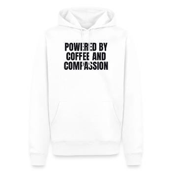 Powered By Coffee And Compassion - Krankenschweste - Männer Premium Bio Hoodie - Weiß - Vorne - Nico (187cm)