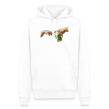 Bière verte – La Création – Bière Drôle - Sweat à capuche Premium bio Homme - blanc - Devant - Nico (187cm)