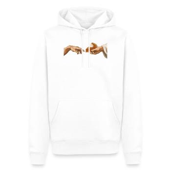 Tarte à la citrouille : La préparation de la tarte à la citrouille - Sweat à capuche Premium bio Homme - blanc - Devant - Nico (187cm)