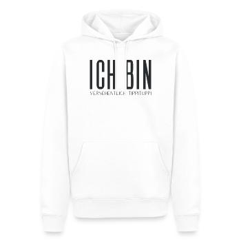 Ich bin versehentlich tippitoppi - Männer Premium Bio Hoodie - Weiß - Vorne - Nico (187cm)