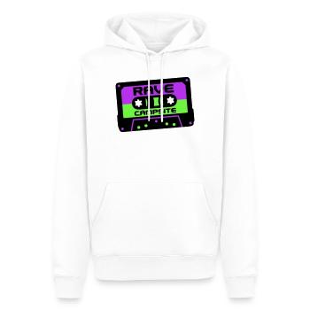 Rave Kassette Festival Logo - Männer Premium Bio Hoodie - Weiß - Vorne - Nico (187cm)