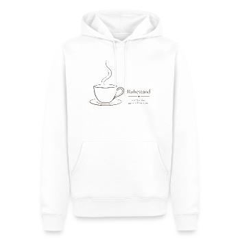 Ruhestand – Filigraner Text & Kaffeetasse Design - Männer Premium Bio Hoodie - Weiß - Vorne - Nico (187cm)