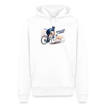 Rouler Libre: Cycliste en Flux - Sweat à capuche Premium bio Homme - blanc - Devant - Nico (187cm)