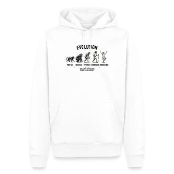EVOLUTION  Von Affe zu Mensch  Montag - Wochenende - Männer Premium Bio Hoodie - Weiß - Vorne - Nico (187cm)