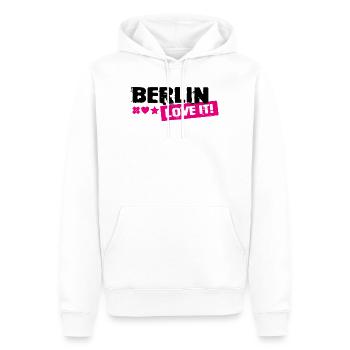 Timbre rose Berlin Love It - Sweat à capuche Premium bio Homme - blanc - Devant - Nico (187cm)