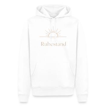 Goldener Ruhestand – Filigrane Buchstaben & Sonne - Männer Premium Bio Hoodie - Weiß - Vorne - Nico (187cm)