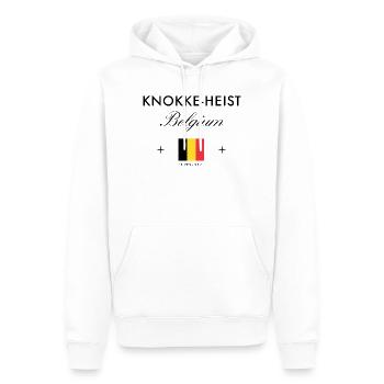 Knokke Heist Belgien Koordinaten Reise Souvenir - Männer Premium Bio Hoodie - Weiß - Vorne - Nico (187cm)