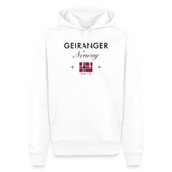 Geiranger Norwegen Koordinaten Reise Souvenir - Männer Premium Bio Hoodie - Weiß - Vorne - Nico (187cm)