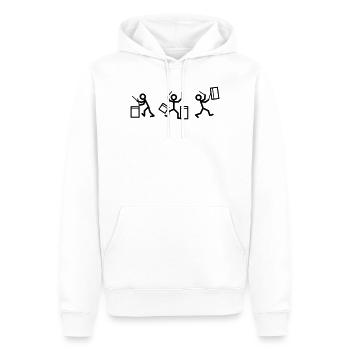 Trois batteurs - Sweat à capuche Premium bio Homme - blanc - Devant - Nico (187cm)