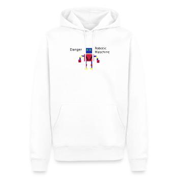 Pixelroboter  - Männer Premium Bio Hoodie - Weiß - Vorne - Nico (187cm)