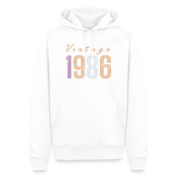 Design rétro d’anniversaire « Vintage 1986 » - Sweat à capuche Premium bio Homme - blanc - Devant - Nico (187cm)