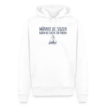 Männer die Segeln haben die schönsten Frauen - Männer Premium Bio Hoodie - Weiß - Vorne - Nico (187cm)