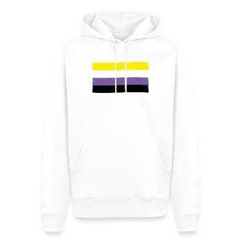 Drapeau non-binaire : fierté et identité - Sweat à capuche Premium bio Homme - blanc - Devant - Nico (187cm)