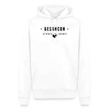 Besancon France Coordonnées Gps Globe - Sweat à capuche Premium bio Homme - blanc - Devant - Nico (187cm)
