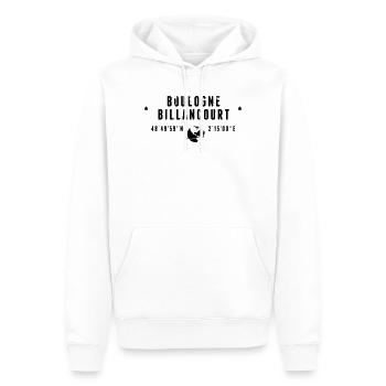 Boulogne Billancourt GPS Coordinates Globe - Men’s Premium Organic Hoodie - white - Front - Nico (187cm)