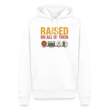 Aufgewachsen mit all diesen Vintage-Musik-Retro-Liebhabern - Männer Premium Bio Hoodie - Weiß - Vorne - Nico (187cm)