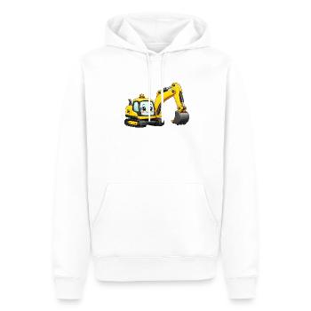 Gelber Bagger - Männer Premium Bio Hoodie - Weiß - Vorne - Nico (187cm)