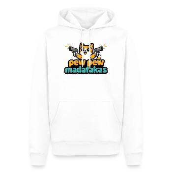 Pew Pew Madafaka's Cat - Men’s Premium Organic Hoodie - white - Front - Nico (187cm)