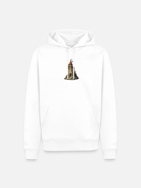 Castle tower on the rock - Men’s Premium Organic Hoodie - white