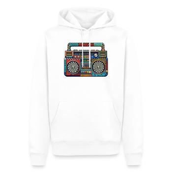 Colorful Retro Boombox Pattern - Men’s Premium Organic Hoodie - white - Front - Nico (187cm)