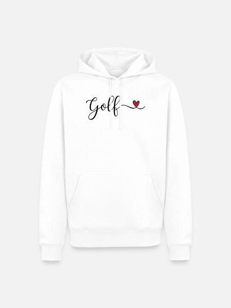 Golf Design mit Herz - Männer Premium Bio Hoodie - Weiß