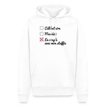 Statut matrimoniale - 047 - Sweat à capuche Premium bio Homme - blanc - Devant - Nico (187cm)