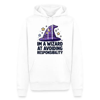 Wizard Avoiding Responsibility - Männer Premium Bio Hoodie - Weiß - Vorne - Nico (187cm)