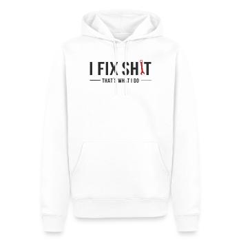 I Fix Shit – That’s What I Do - Männer Premium Bio Hoodie - Weiß - Vorne - Nico (187cm)