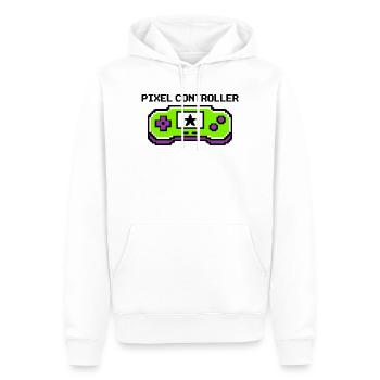 Pixel Controller Logo Grafik - Männer Premium Bio Hoodie - Weiß - Vorne - Nico (187cm)